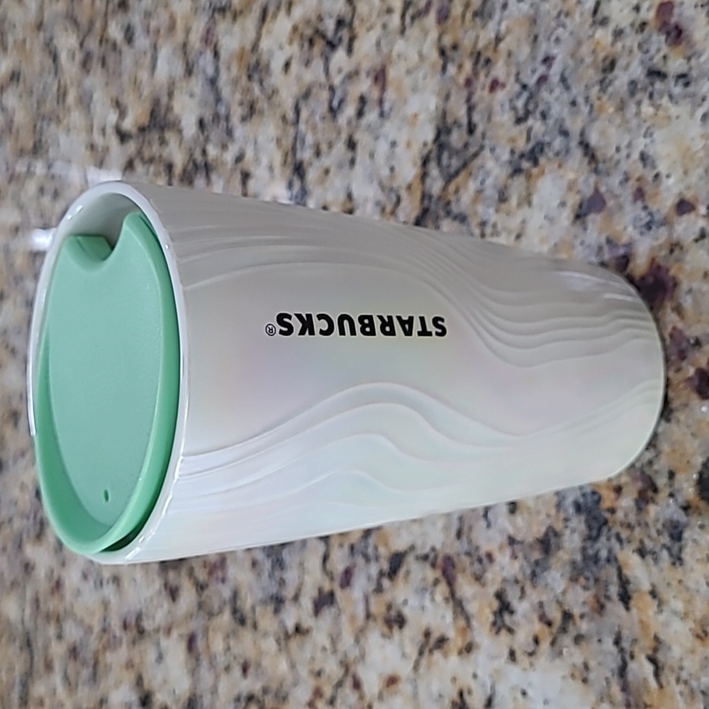 New Starbucks 2024 Summer Pearlescent Wave Luster Ceramic Travel Mug 12 Oz
